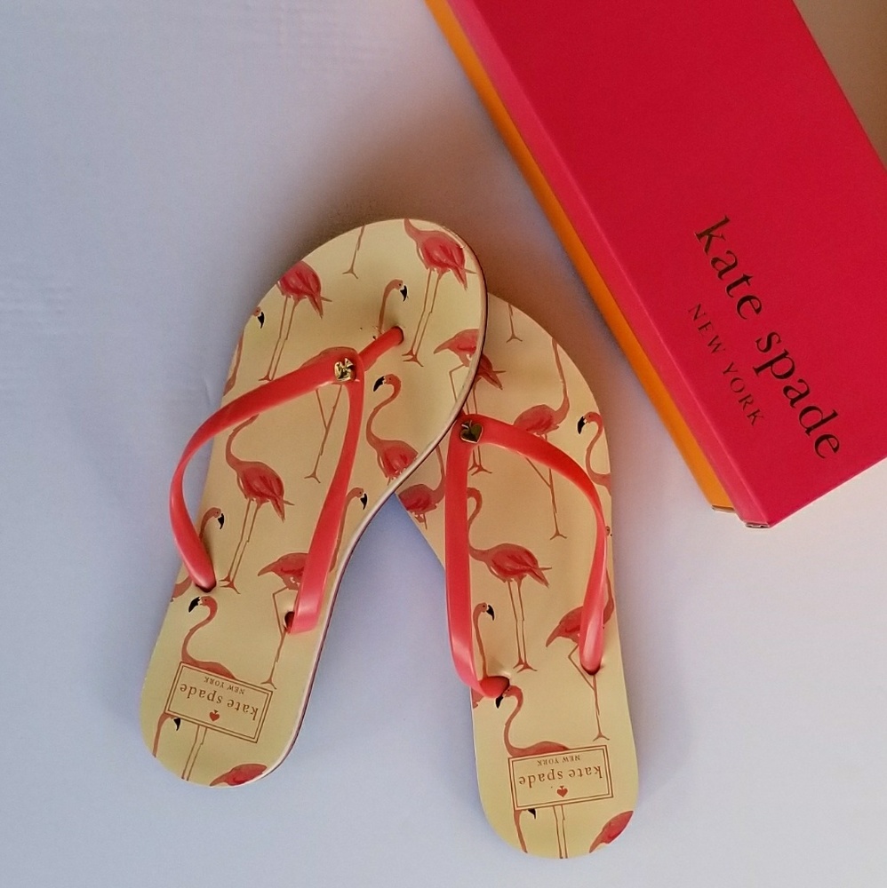 Kate Spade, Pink flamingo flip flops